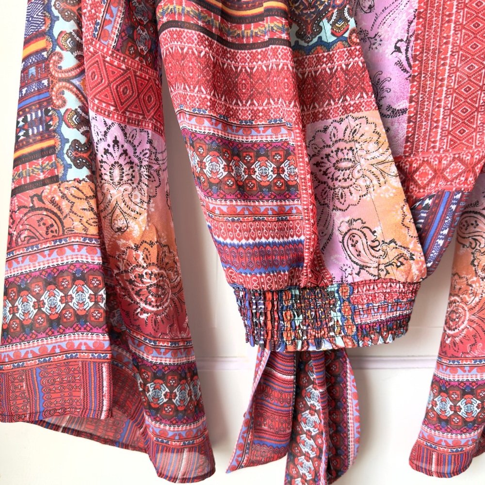 VENUS Multicolored Tie-Front Top Size 6 - Picture 3 of 7